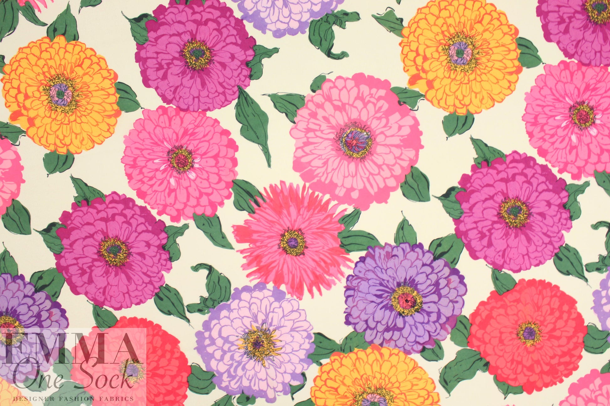 Italian digital dahlia 2-ply poly crepe