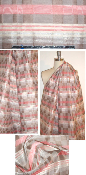 R0darte 2-ply jacquard organza coral stripe