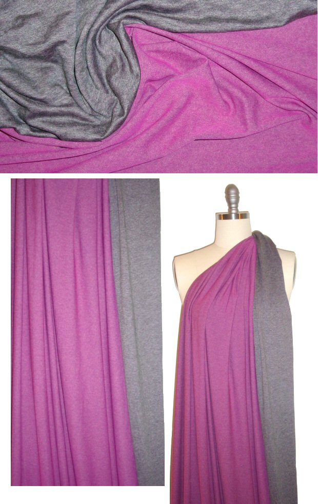 Italian orchid/gray heather reversible jersey knit .875 yds