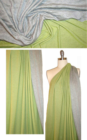 Italian kiwi/gray heather reversible jersey knit 1.66 yds