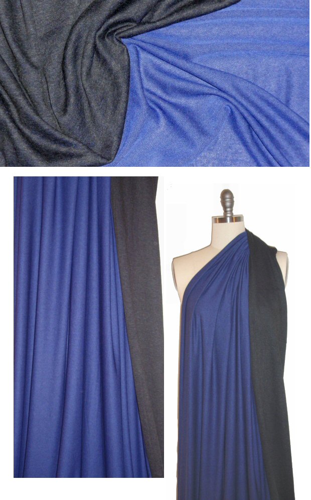 Italian royal/dark gray reversible jersey knit