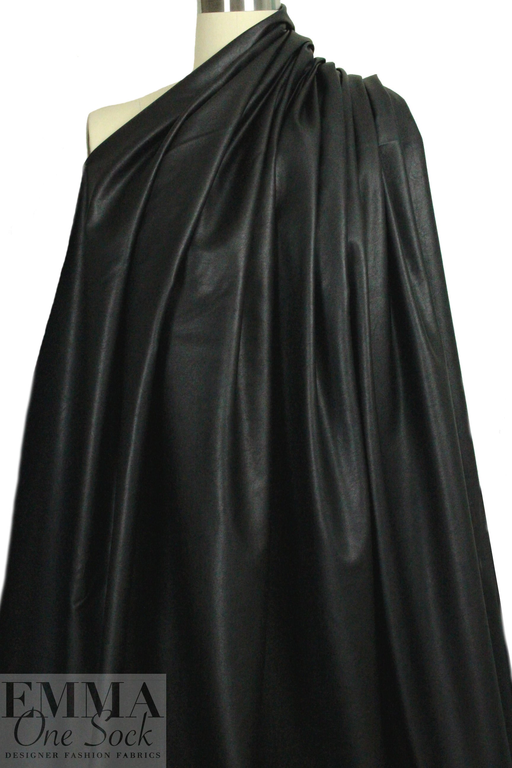 viscose-backed supple faux leather - black 2 yd