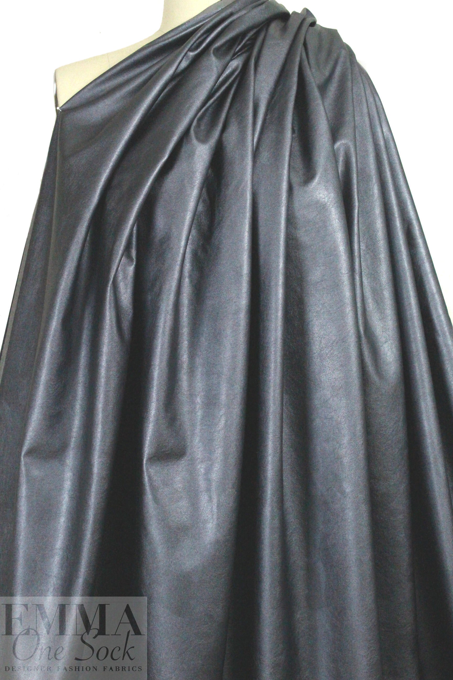 viscose-backed supple faux leather - storm 1.875 yds