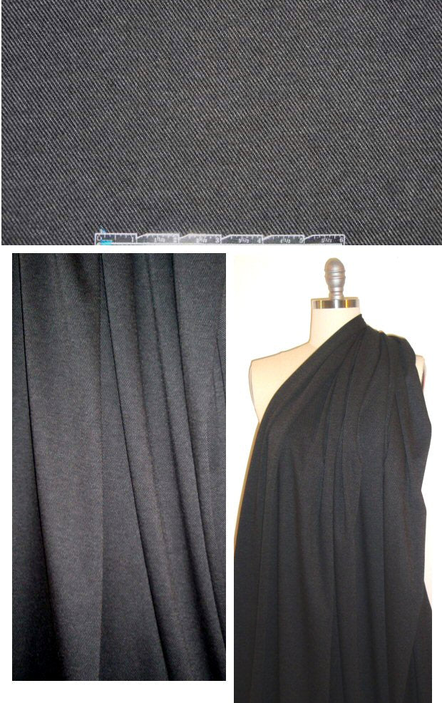 twill weave jacquard doubleknit - black/gray 1.125 yds