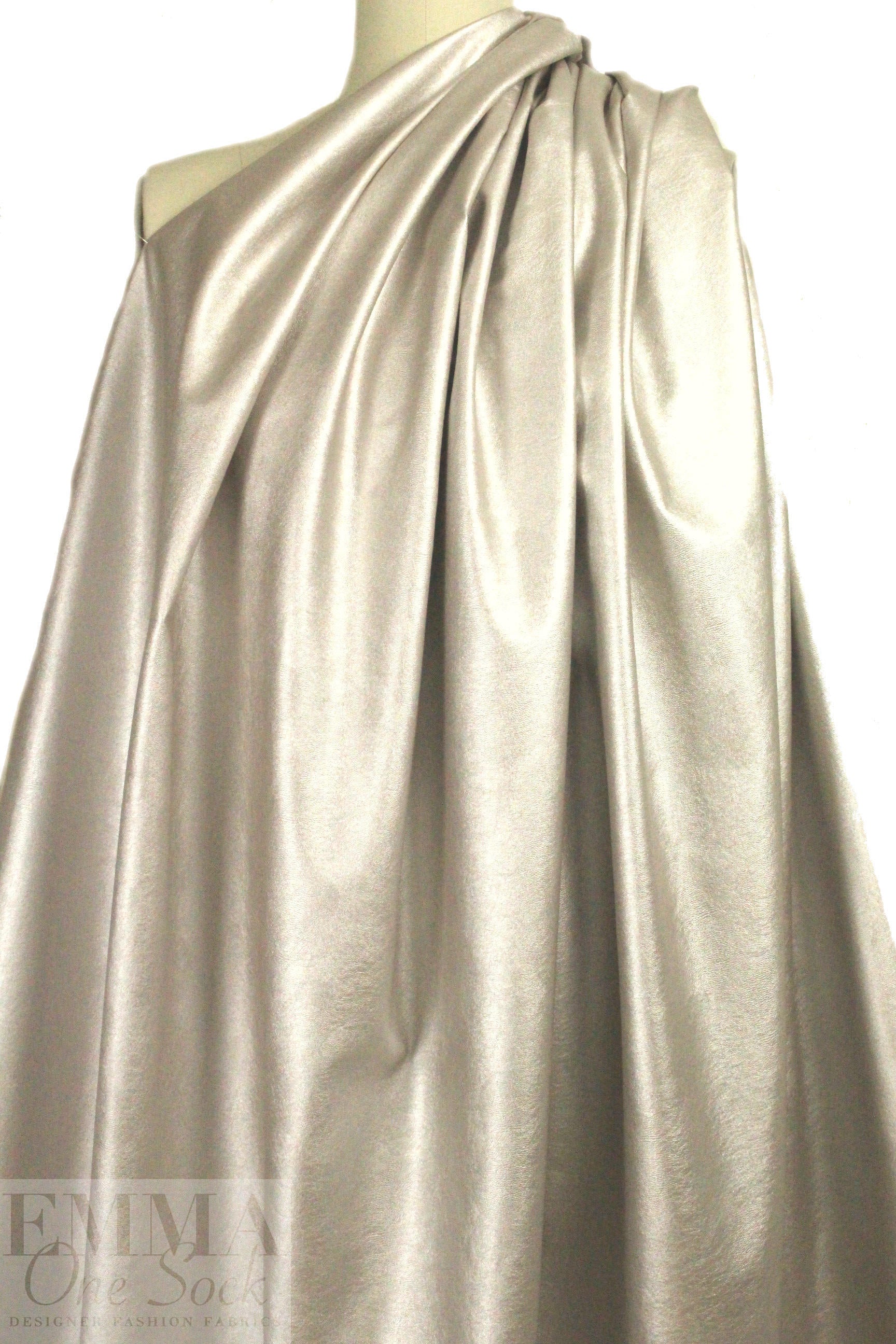 viscose-backed supple faux leather - white gold 2 yd
