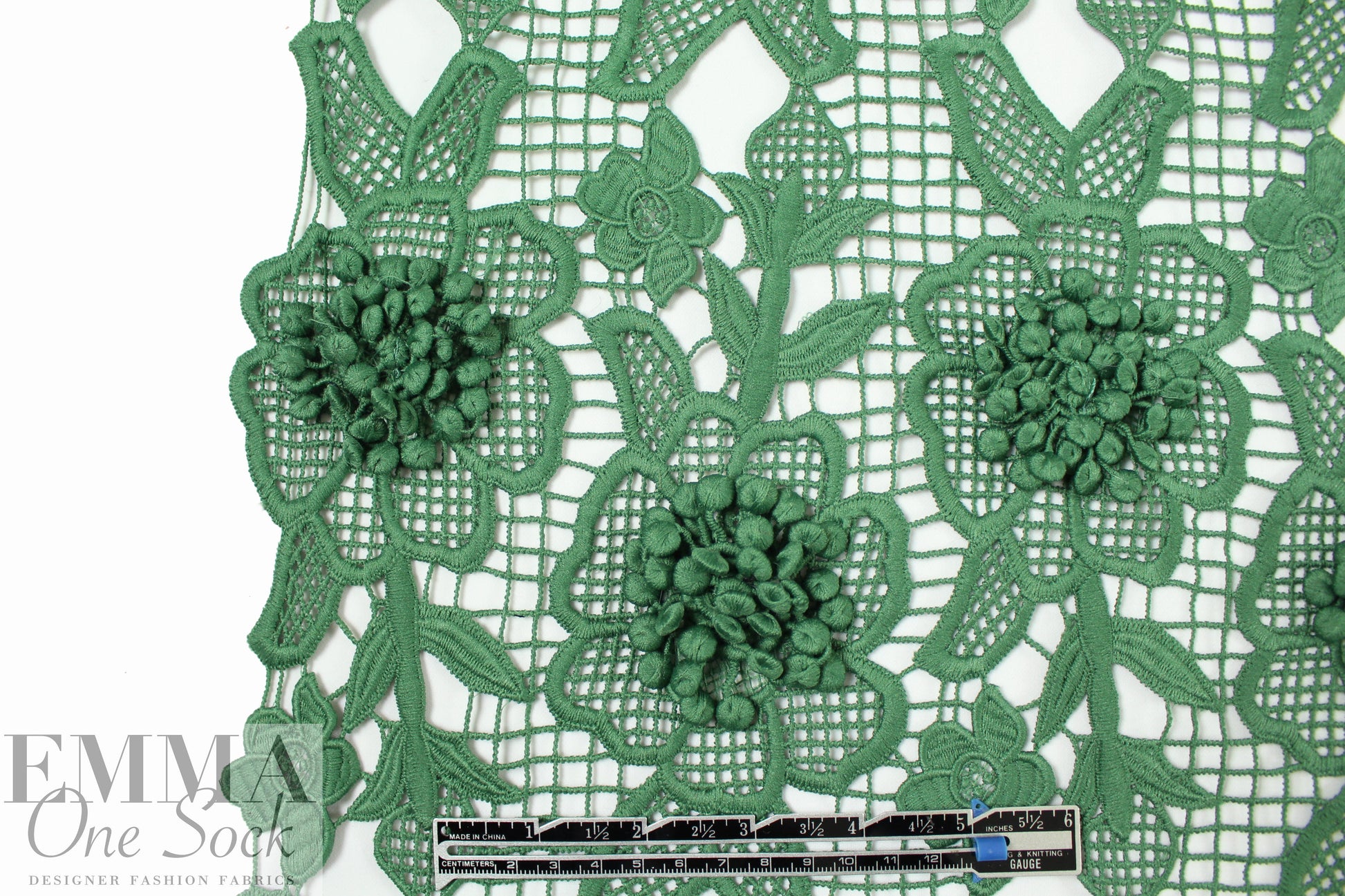 NY designer fancy 3-D floral guipure lace - ivy