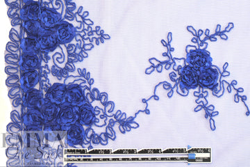 NY designer soutache embroidered mesh - sapphire