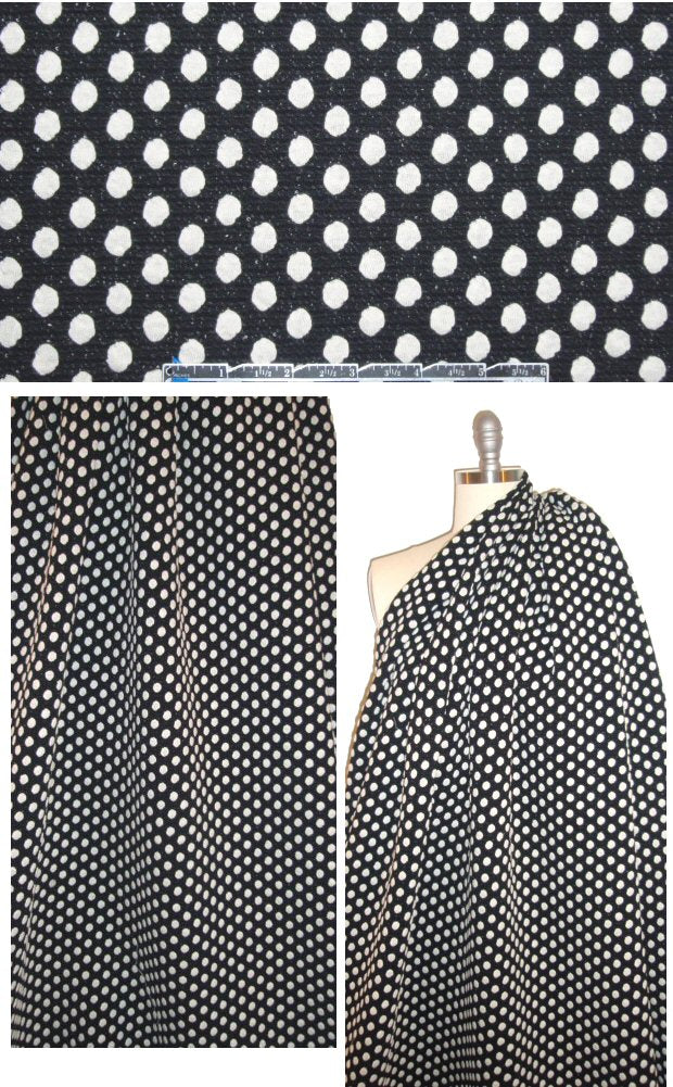 Italian textured polkadot 3-ply knit - black/white .875 yds