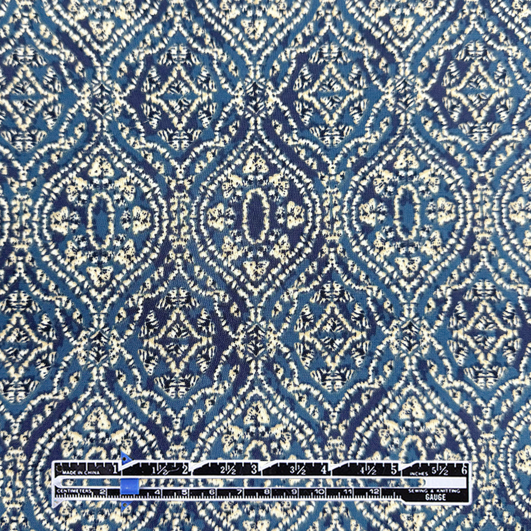 'blue medallion' lightweight jersey knit 1.25 yds