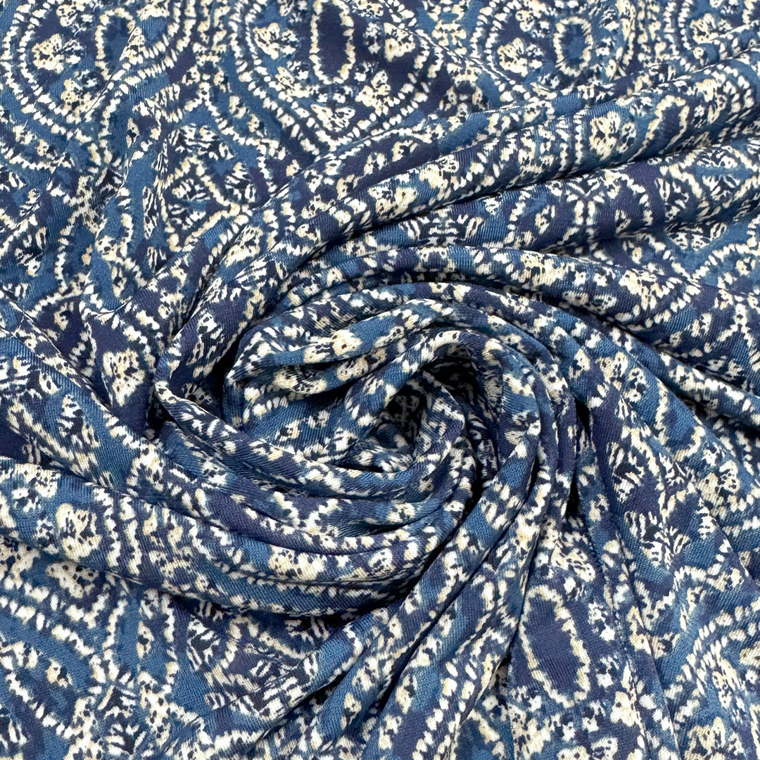 'blue medallion' lightweight jersey knit 1.75 yds
