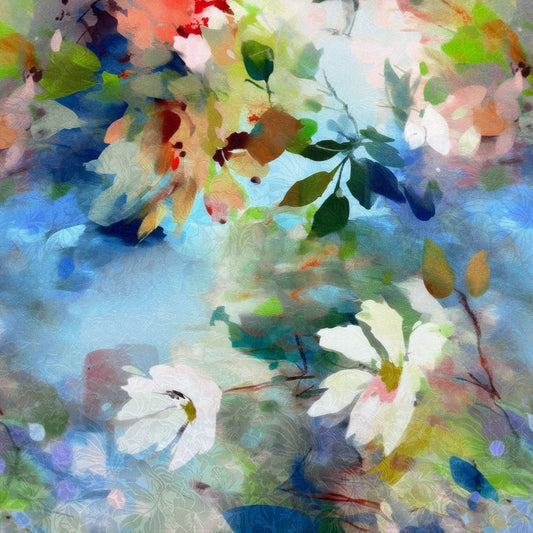'plein air' silk/cotton blouseweight overprinted jacquard, Oeko-Tex cert.