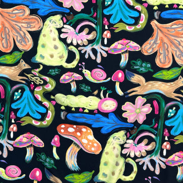 'forest frolic' drapey viscose woven, Oeko-Tex cert.