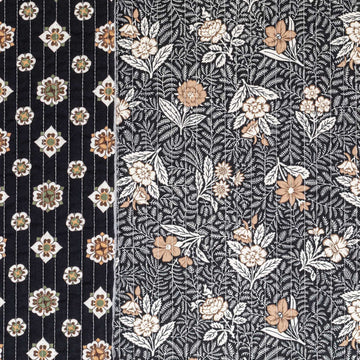 quilted coating, cotton face pre-quilted and lined "folk floral"
