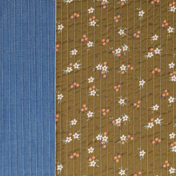 quilted coating, cotton face pre-quilted and lined "moss floral"