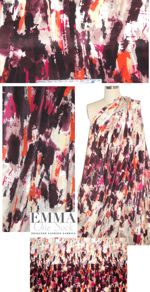 Italian painterly abstract 4-ply silk