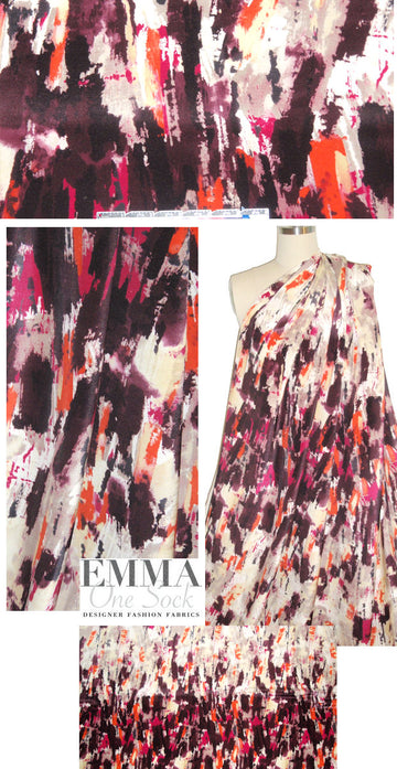 Italian painterly abstract 4-ply silk