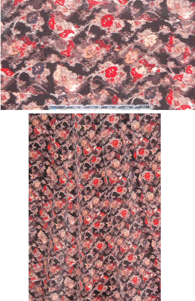 NY designer espresso/poppy stylized floral print  4-ply silk