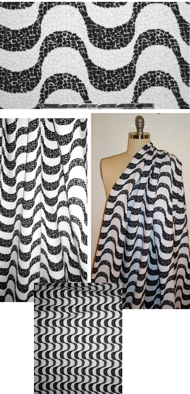 NY designer textured overprinted wavy stripe ponte