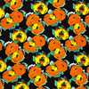 viscose crepe, dressweight woven 'blooms on black'