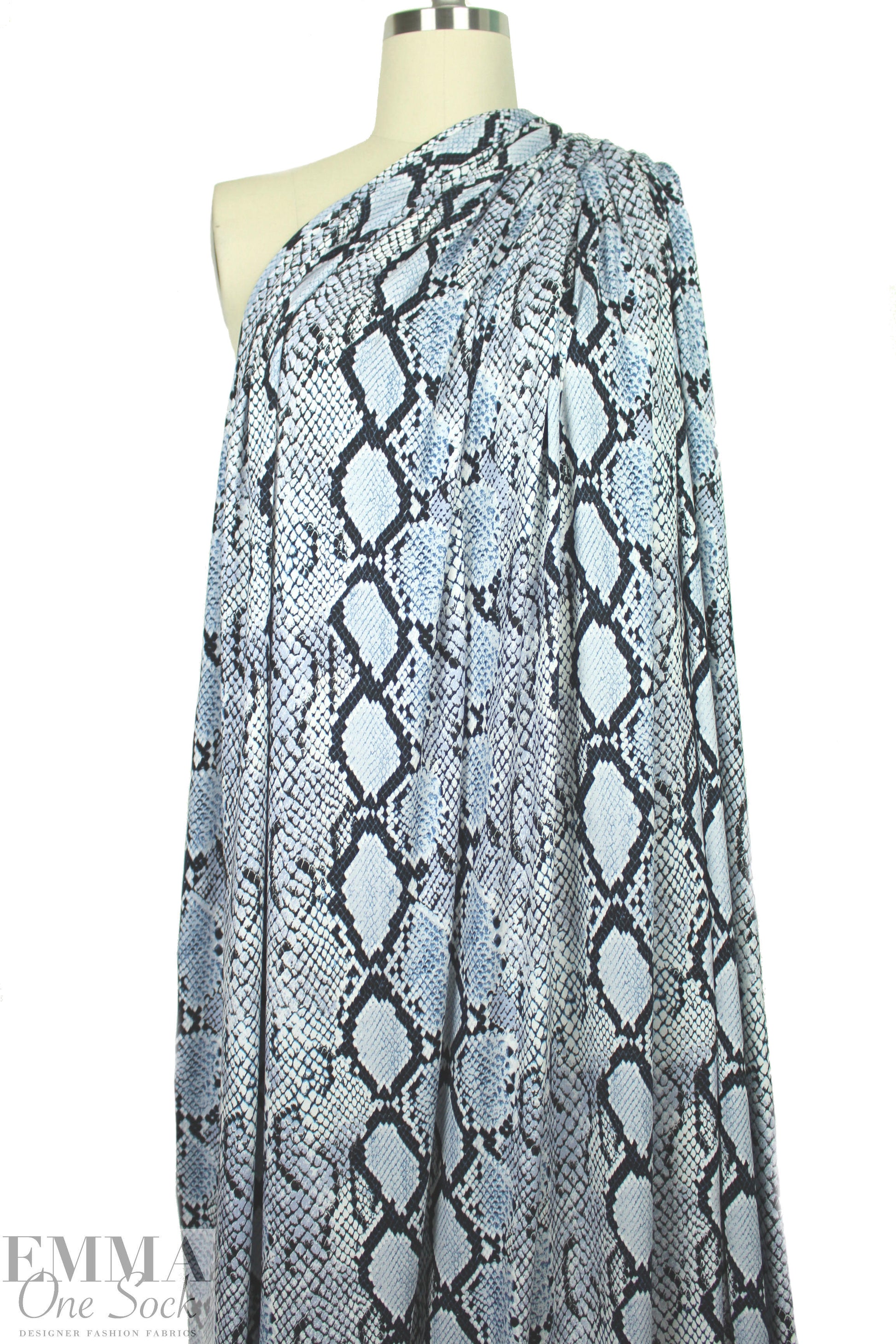 python print digital viscose knit - dusty blue/midnight