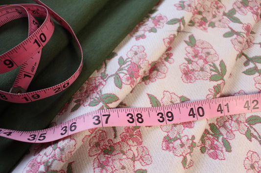 famous designer floral jacquard doubleknit - mauve/sage 1.875 yds