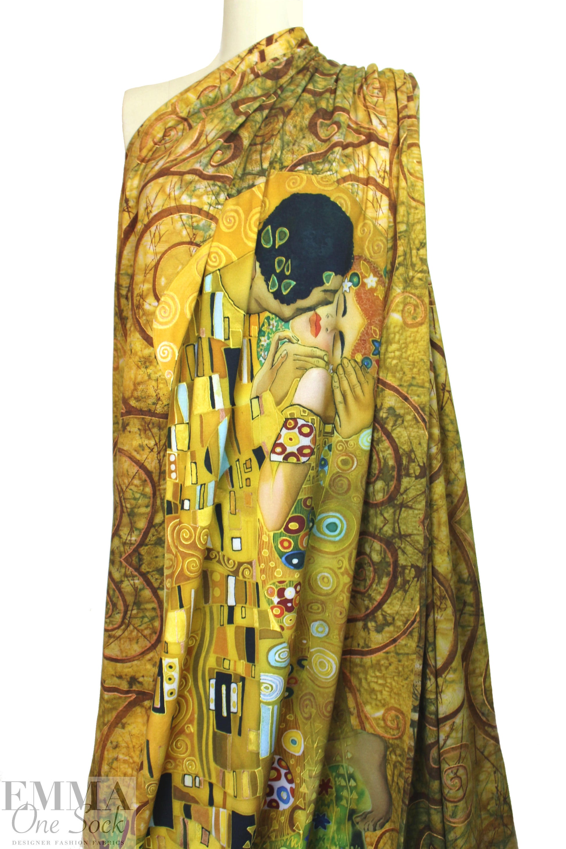 Dutch digital 'Klimt's The Kiss' cotton/spandex knit panel 2.2 yds - 1 Panel