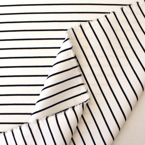 4-way stretch ponte - creamy white/black