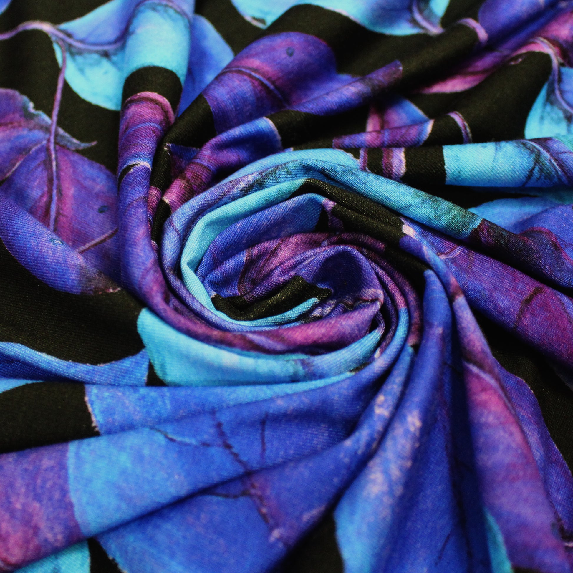 Dutch digital 'mood forest' viscose knit, Oeko-Tex cert.