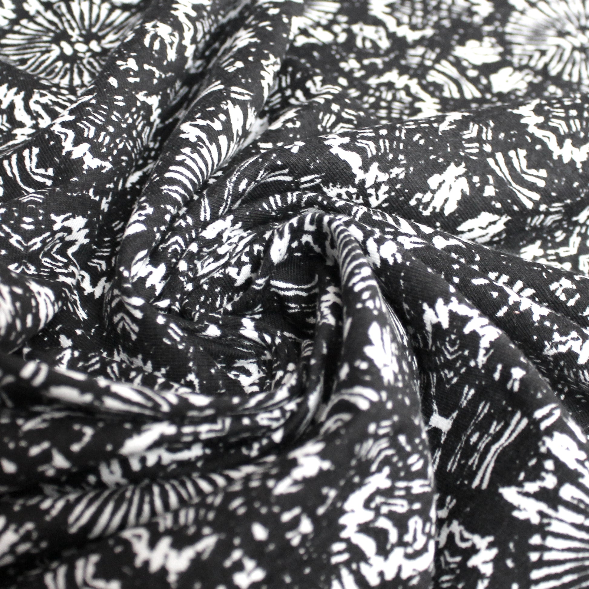 Italian 'edgy print' cotton jersey - black/white