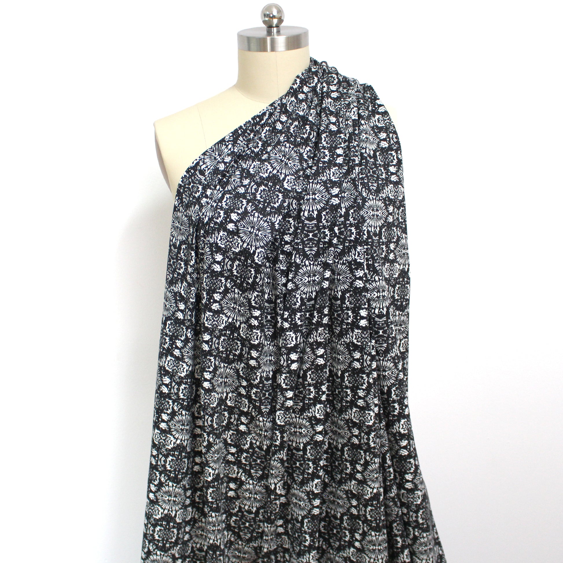 Italian 'edgy print' cotton jersey - black/white