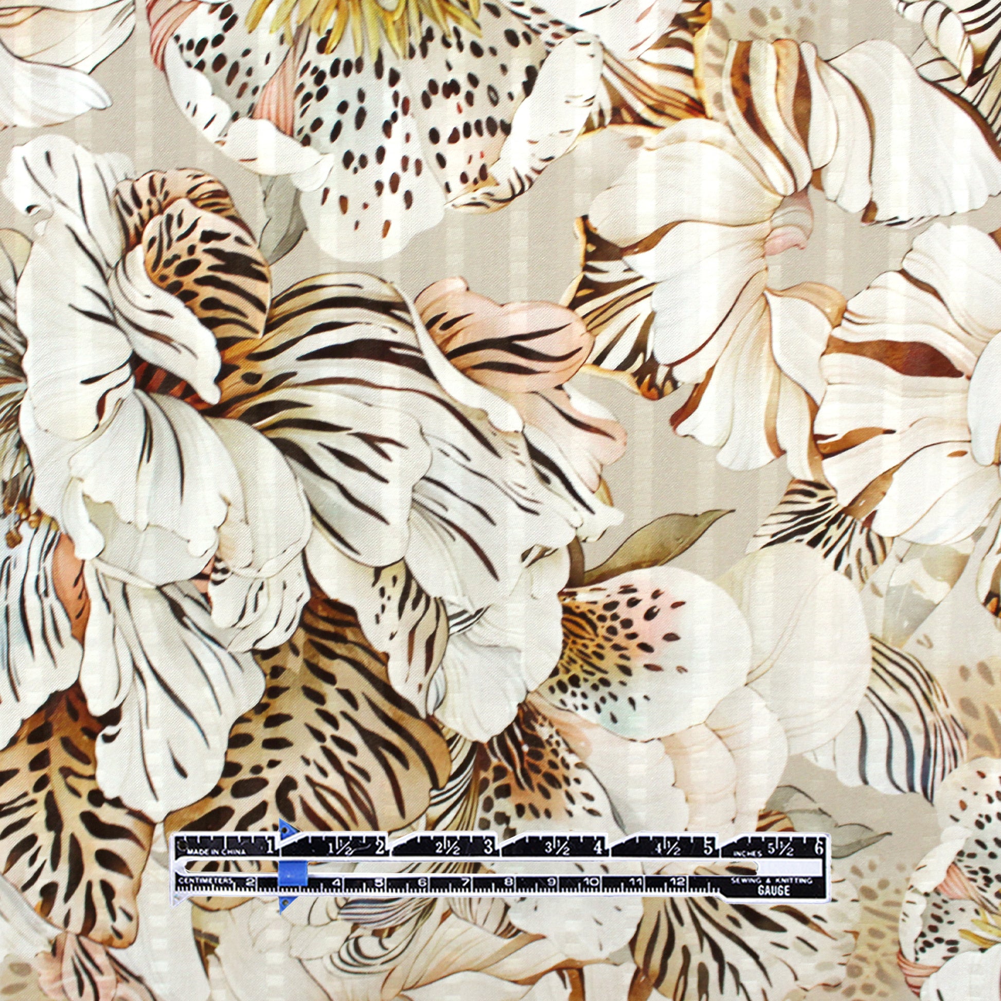 'tiger lily' overprinted jacquard viscose woven