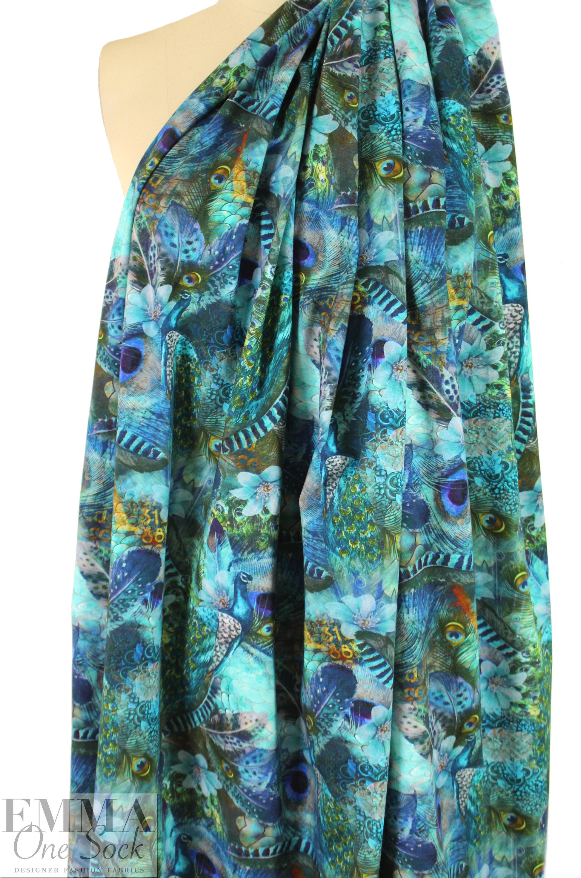 Dutch digital 'peacock plumes' knit Oeko-Tex certified
