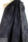 Italian virgin wool double face woven - navy floral .625 yds