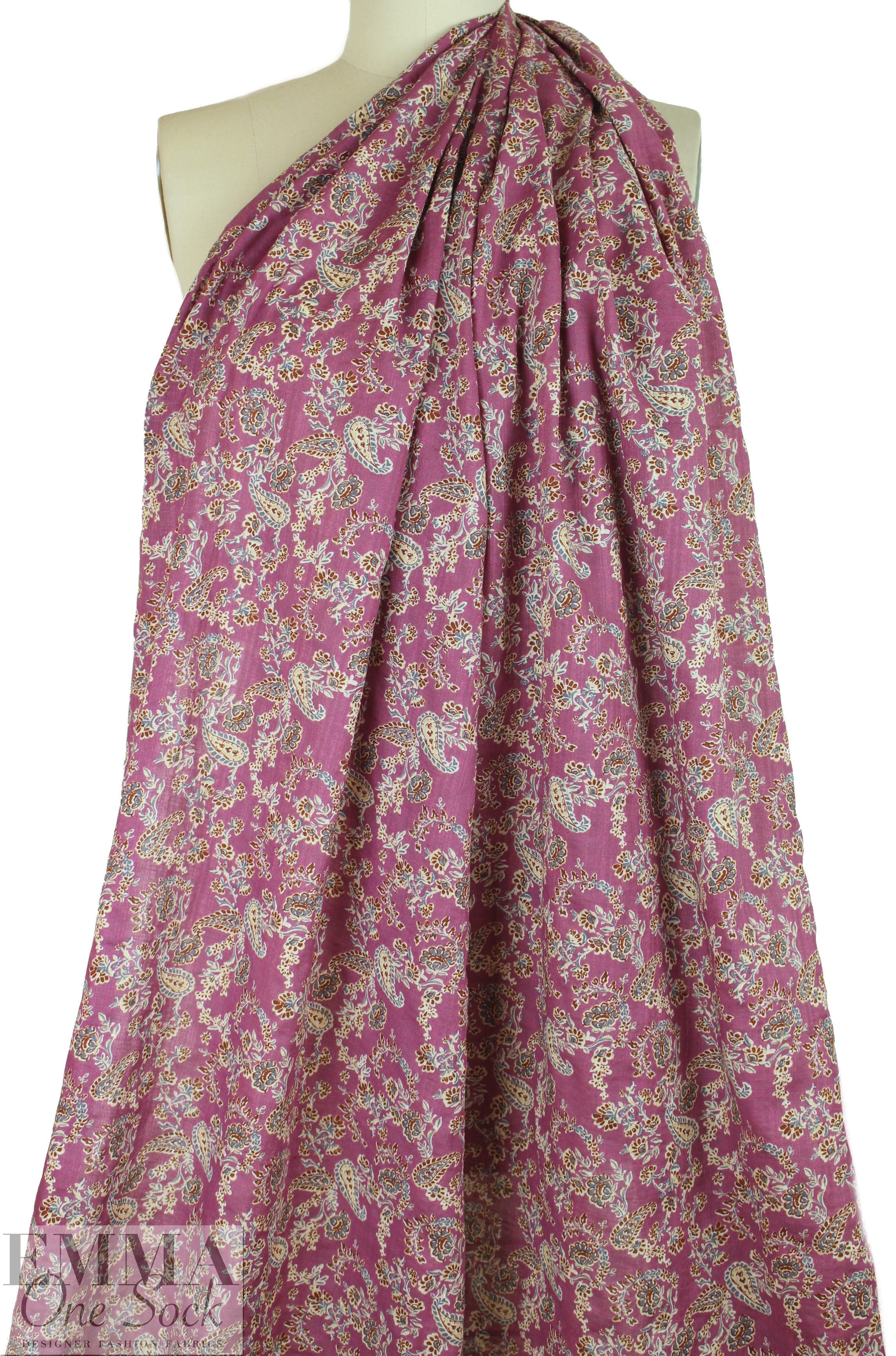 'flower child' cotton/rayon voile woven - red plum