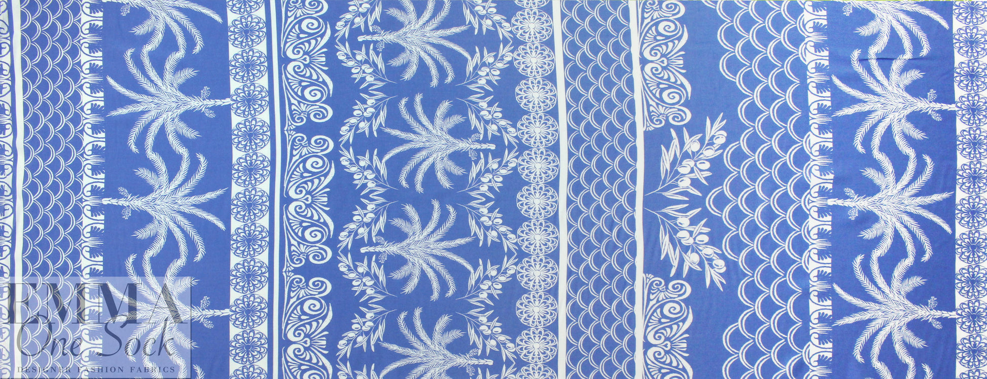 deco palm stripes Oeko-tex cert. rayon woven - french blue 1.875 yd