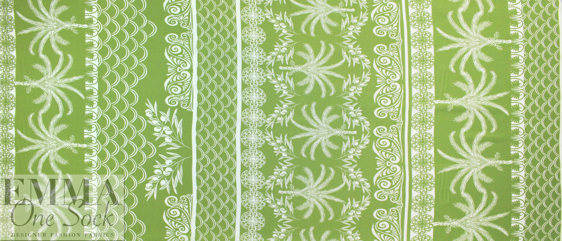 deco palm stripes Oeko-tex cert. rayon woven - avocado