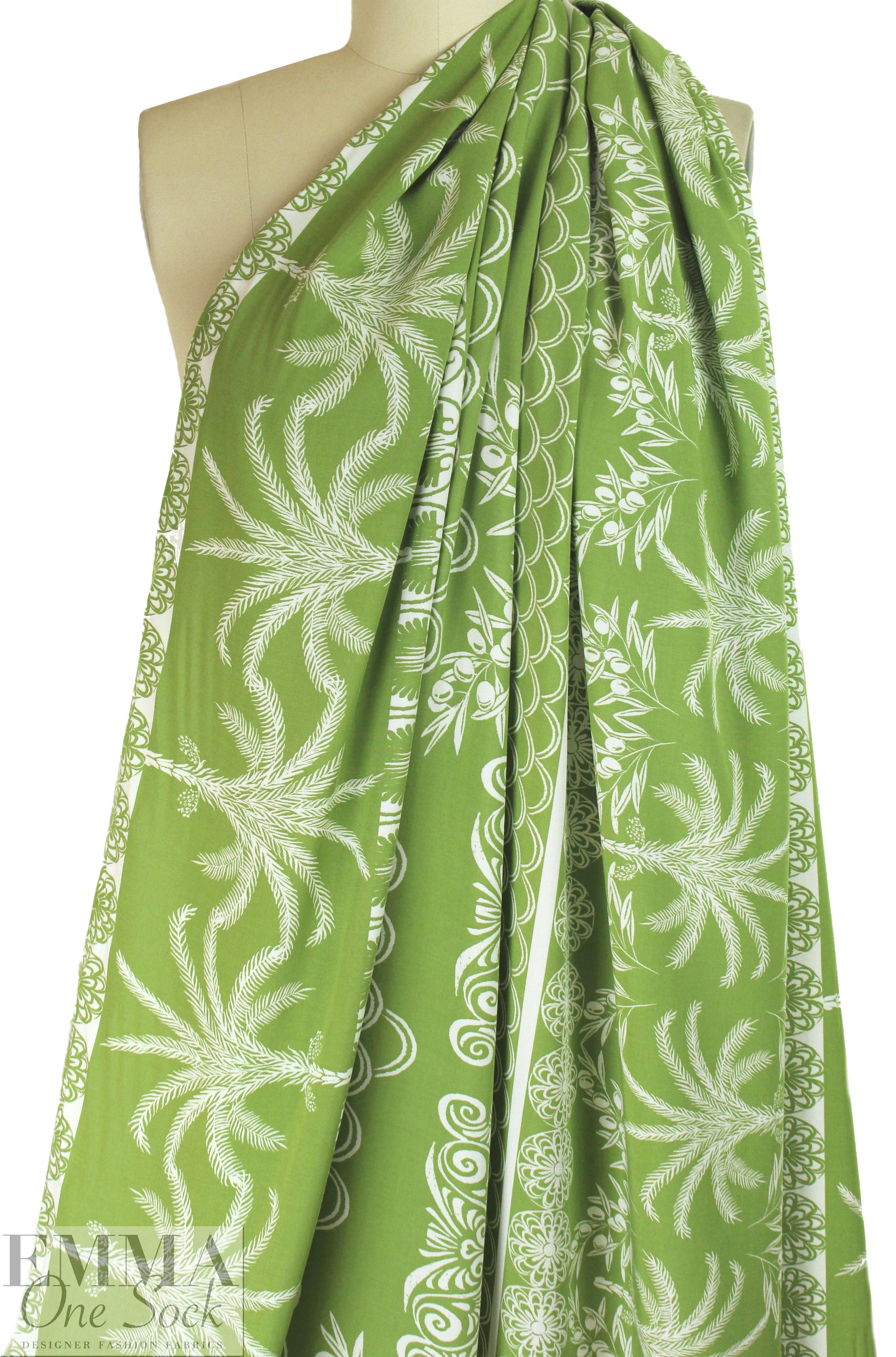 deco palm stripes Oeko-tex cert. rayon woven - avocado 1.625 yd