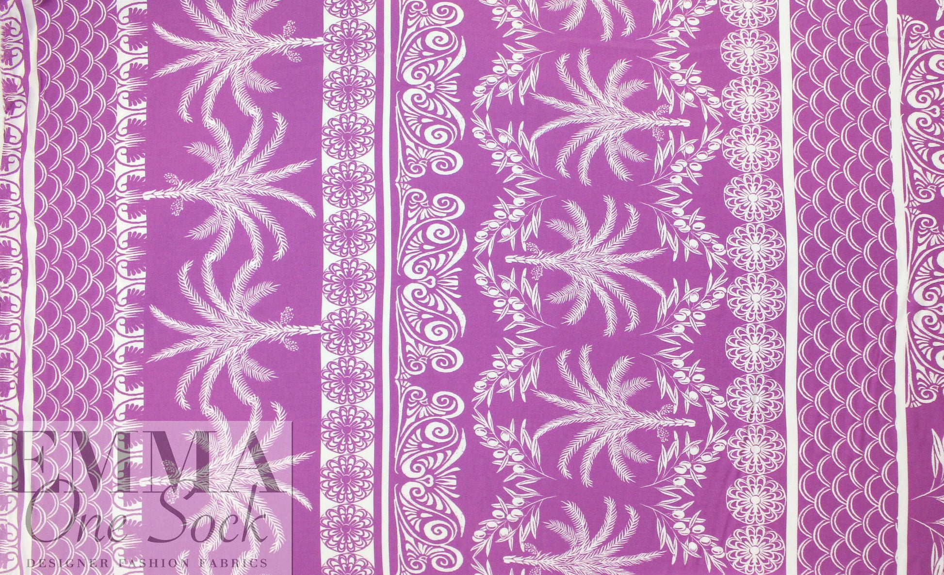 deco palm stripes Oeko-tex cert. rayon woven - orchid