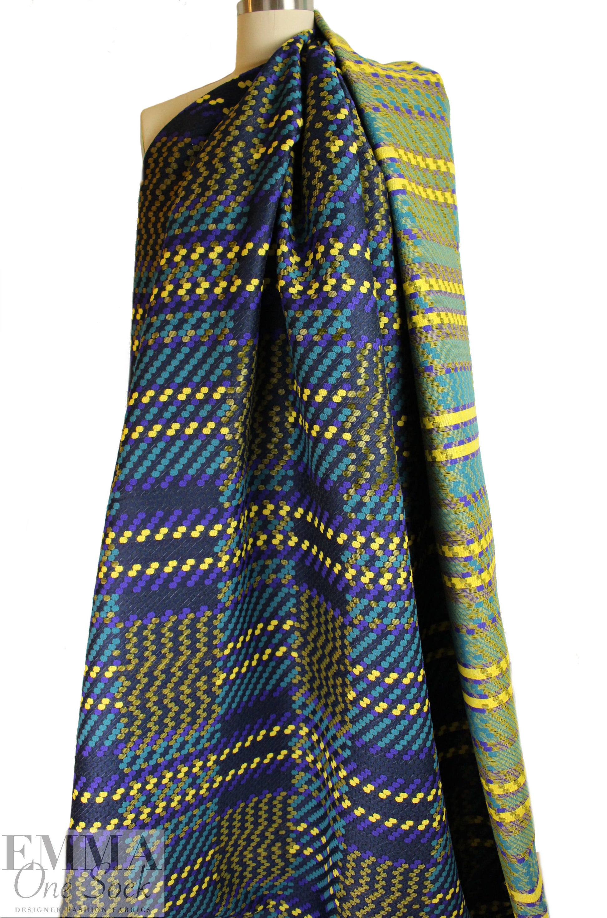 Italian wool blend jacquard brocade - dotty graphic