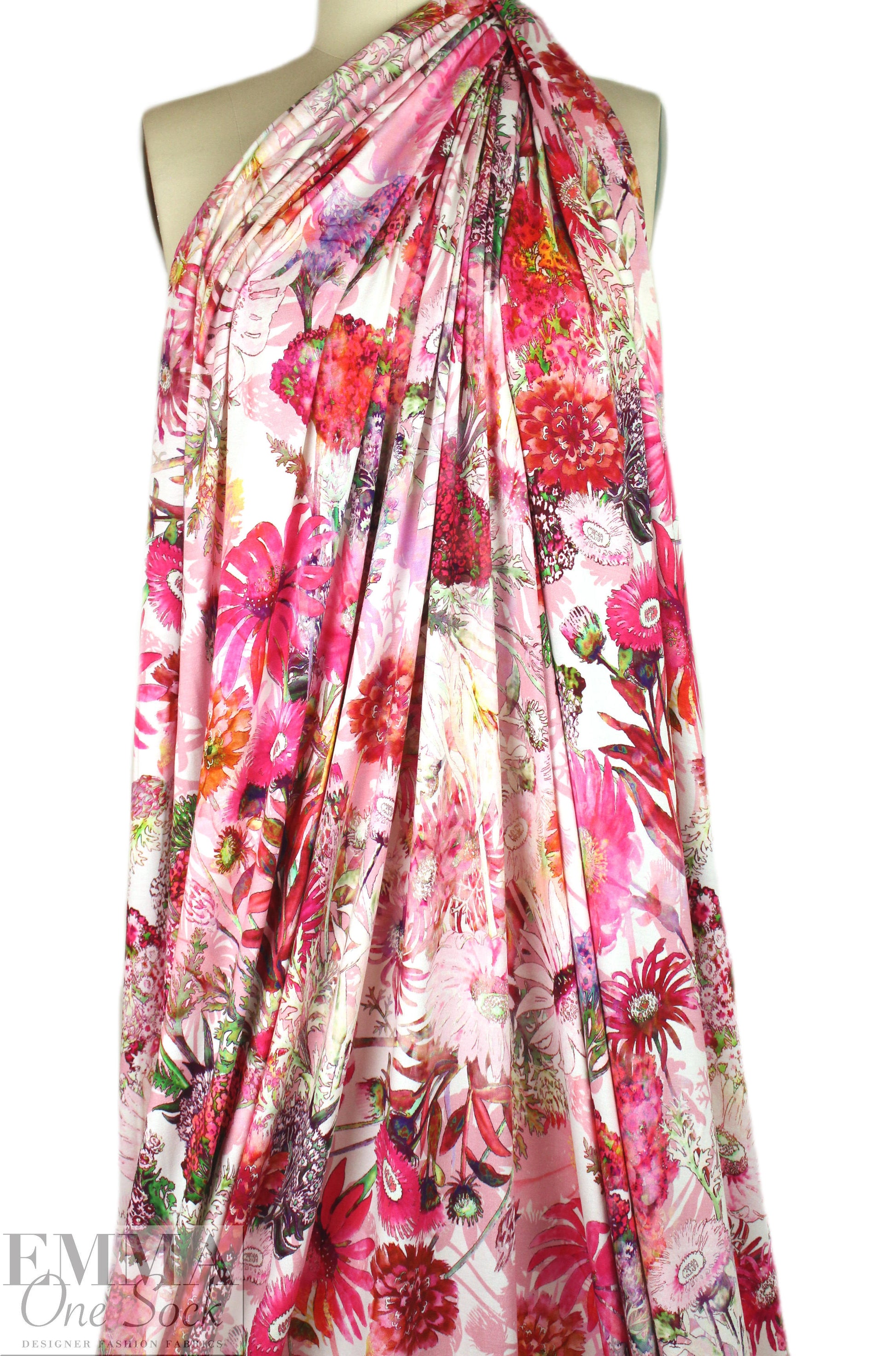 Italian 'pink garden dream' viscose/spandex knit .5 yds