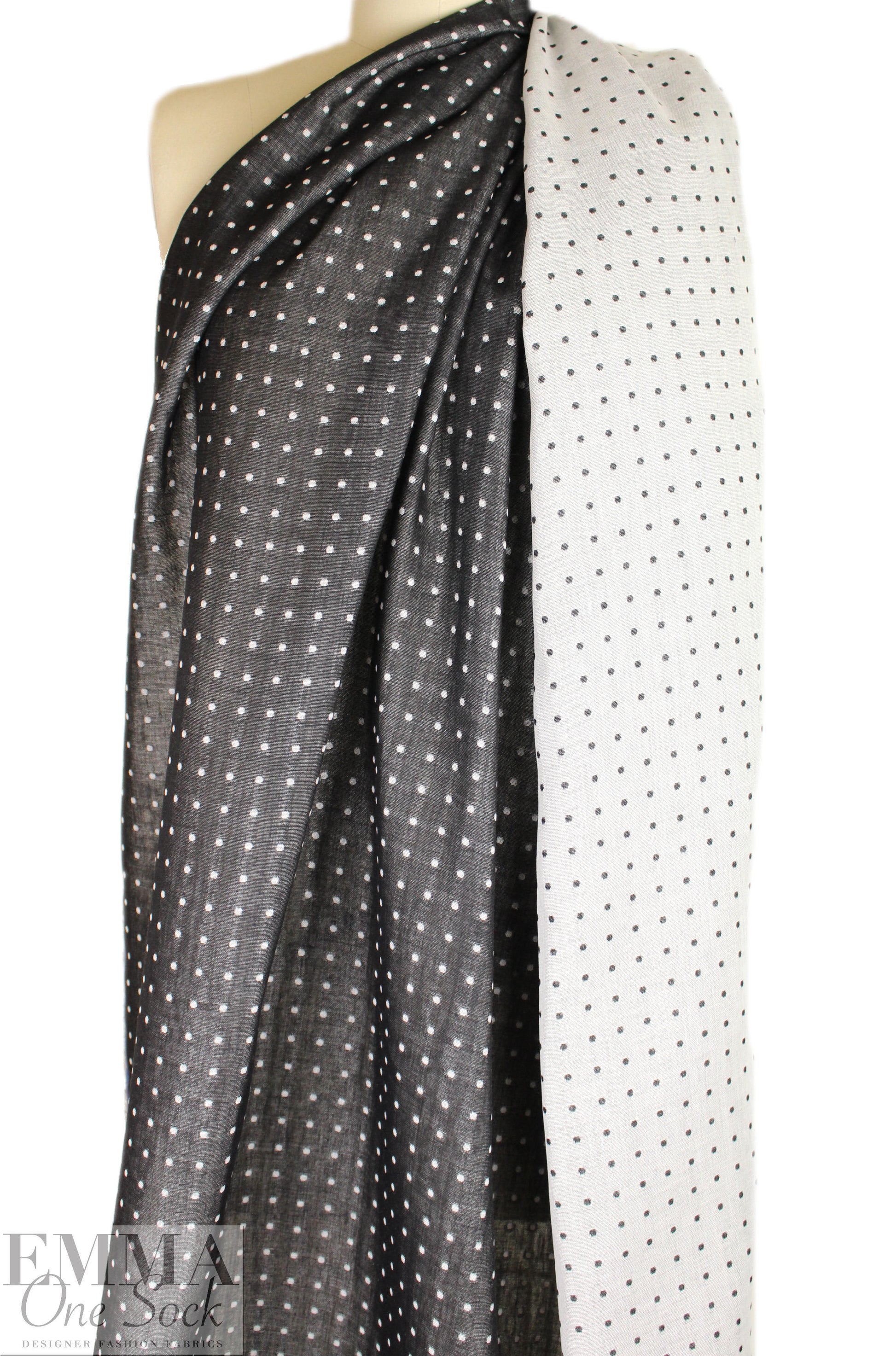 CA designer organic cotton double gauze - black/stone dots