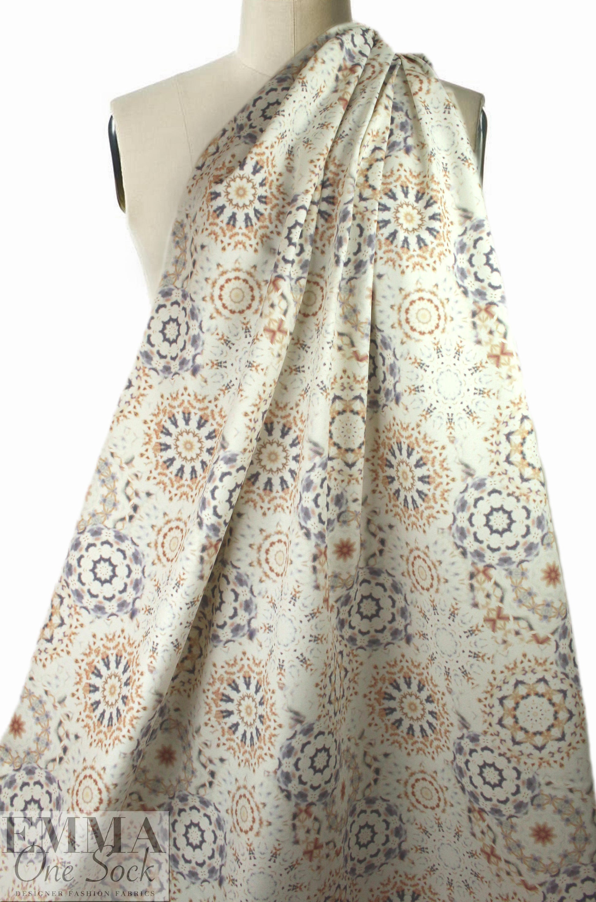 Italian hippie medallion stretch cotton twill  2 yd