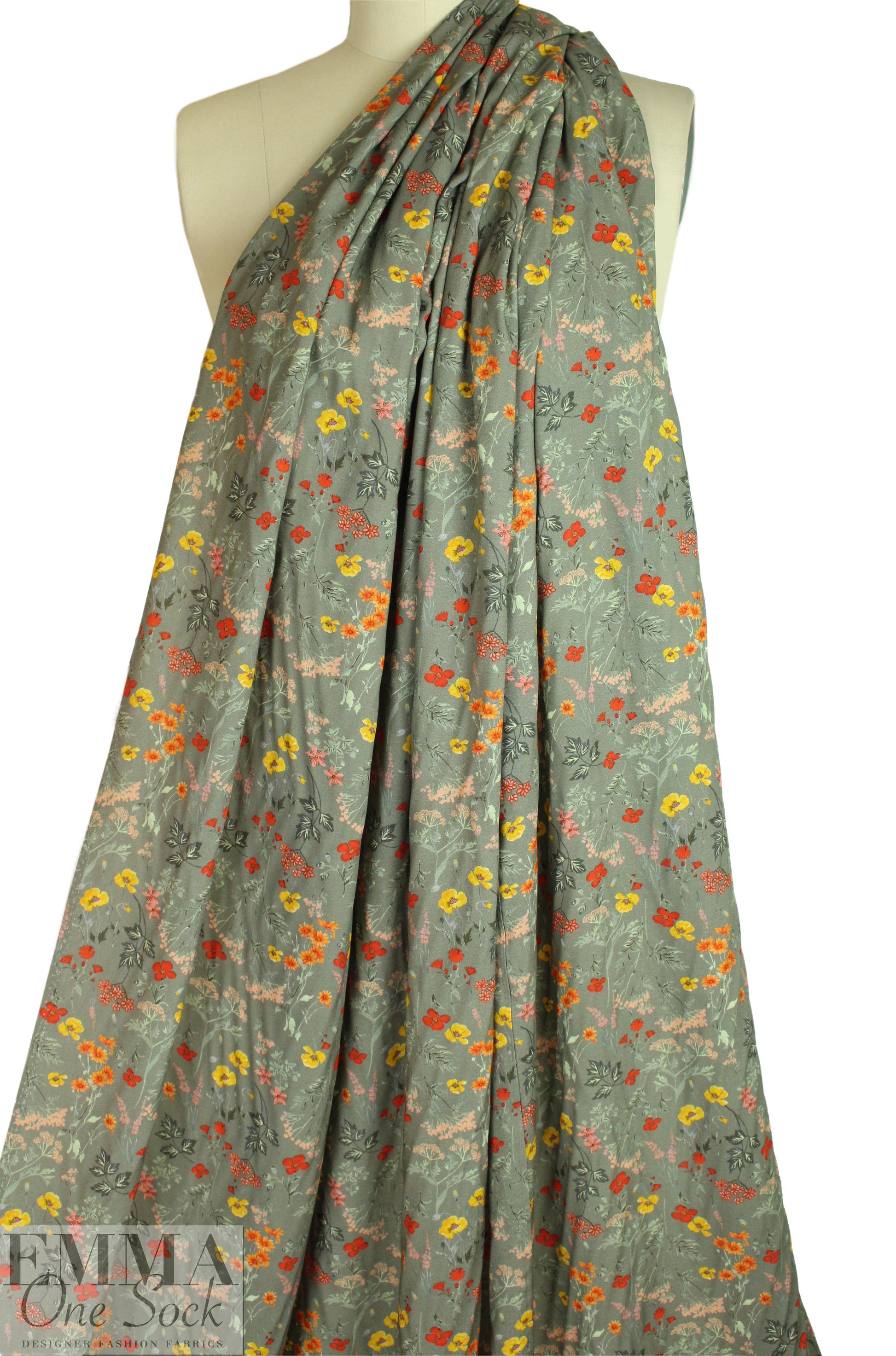 Italian 'botanical shower' viscose challis