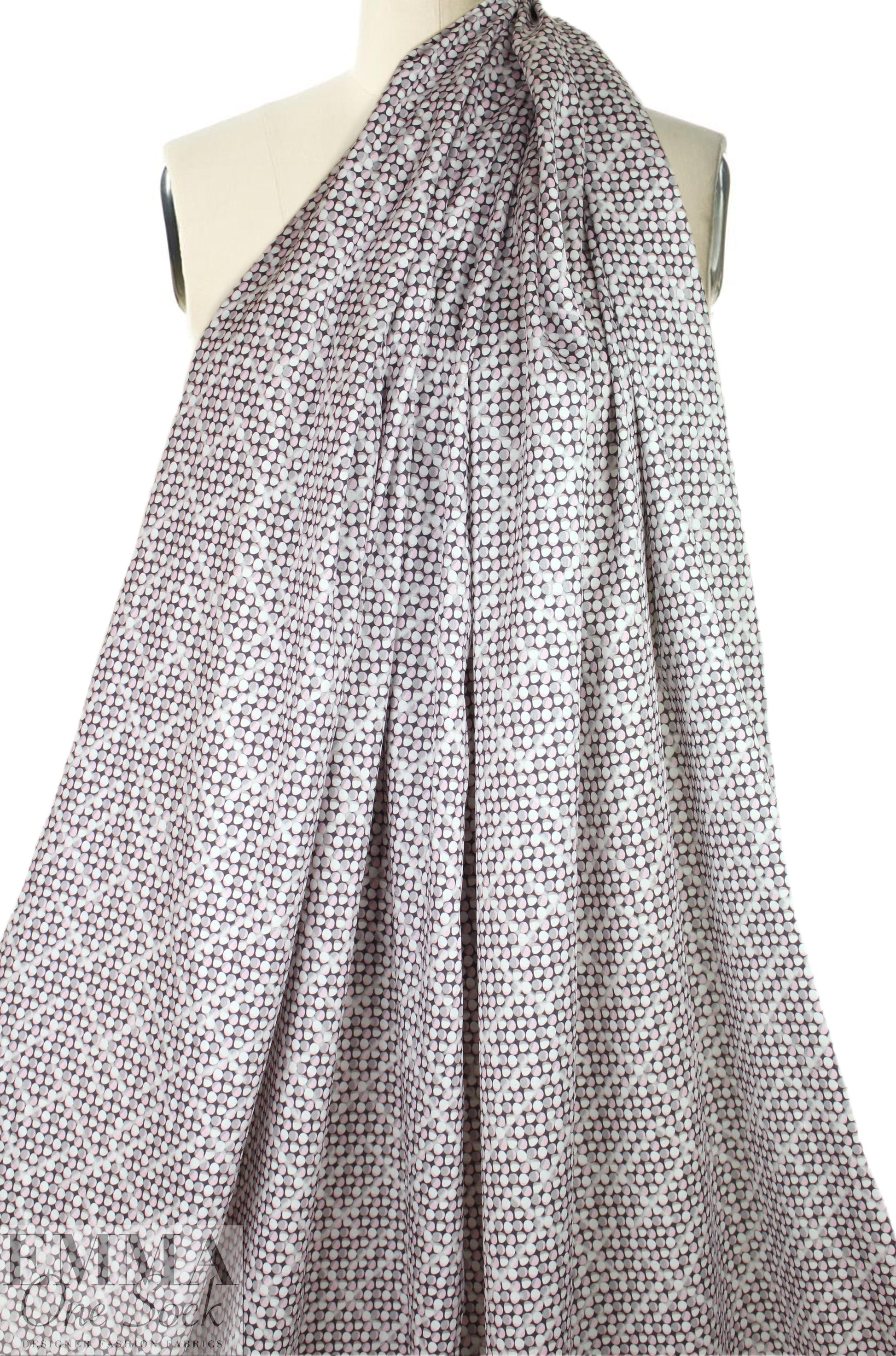 Italian pink/gray candy dots cotton shirting