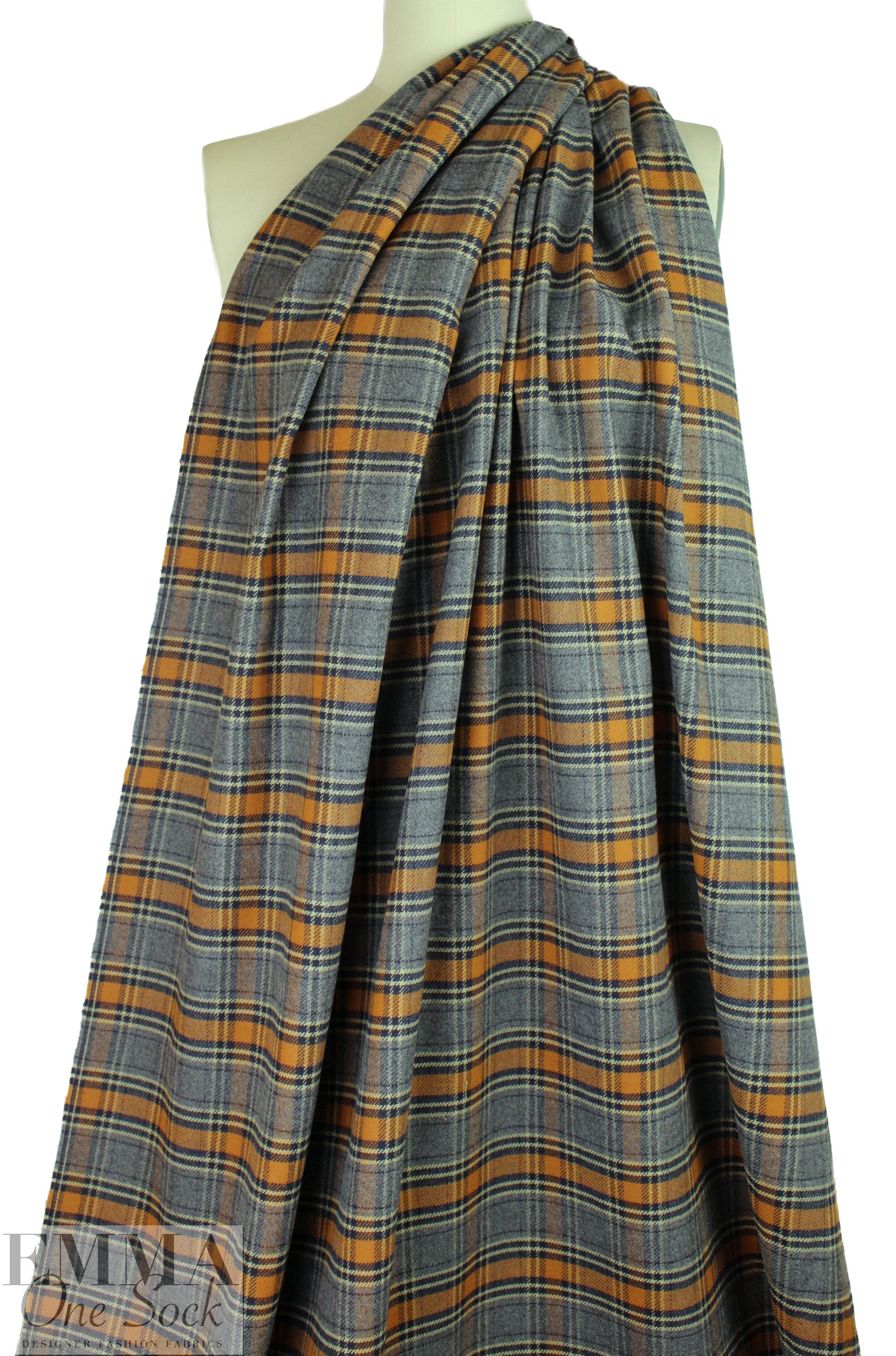 NY designer yarn-dye cotton plaid flannel - cinnamon/gray 1.375 yd