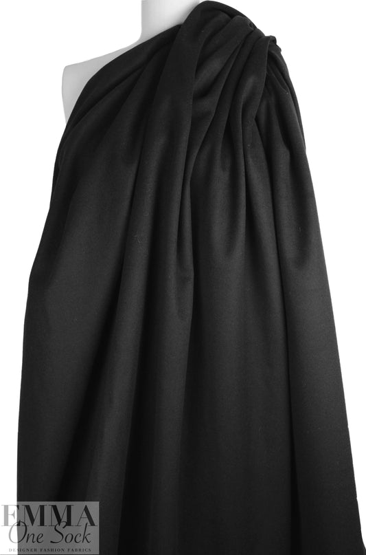 NY designer black wool melton coating 3 yd