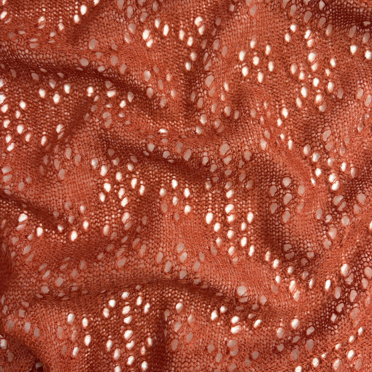 sweater knit, floral eyelet lightweight luxury wool blend - persimmon