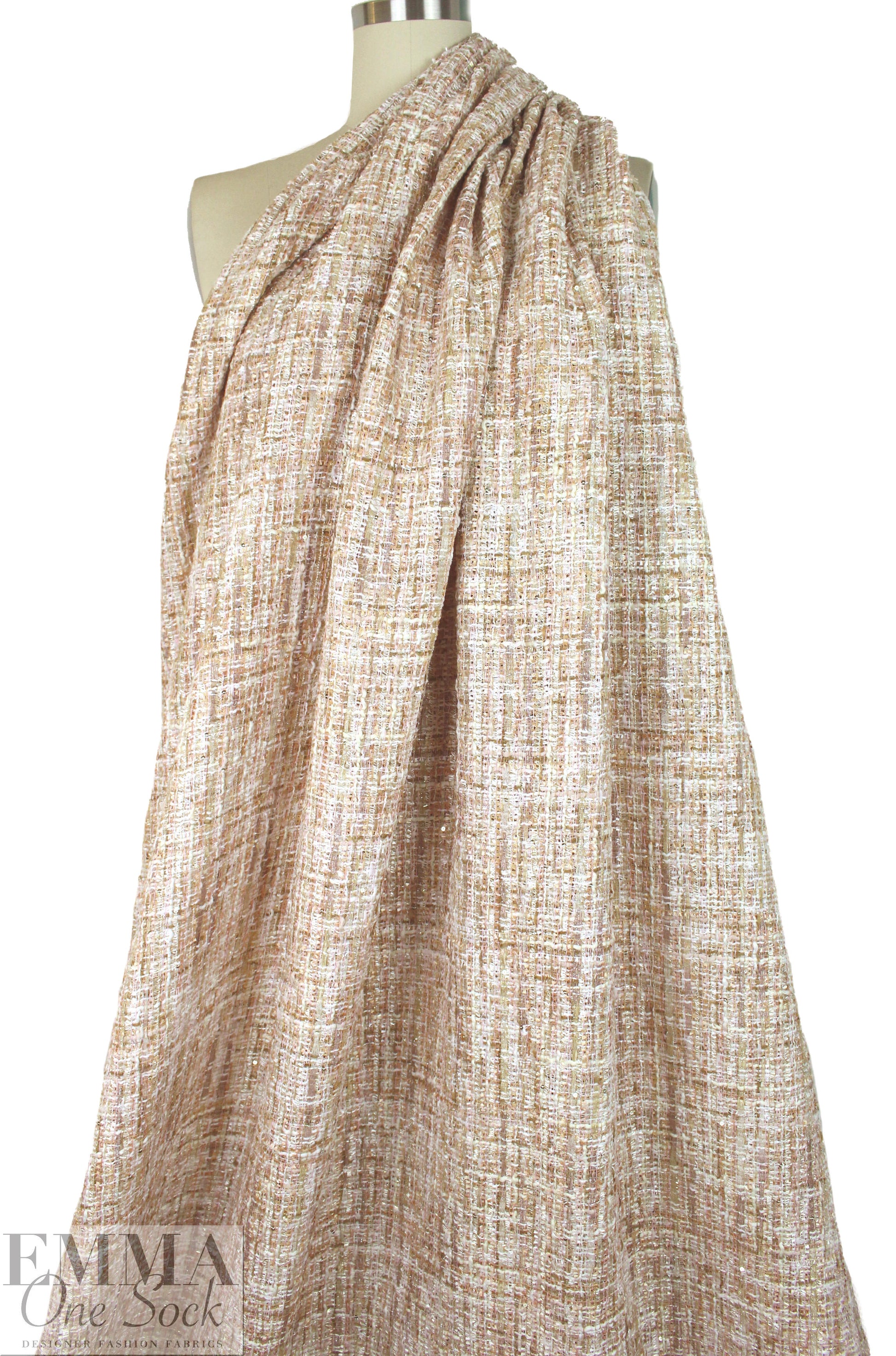 'Chanel tweed' sparkly boucle' - ivory/blush 2 yd