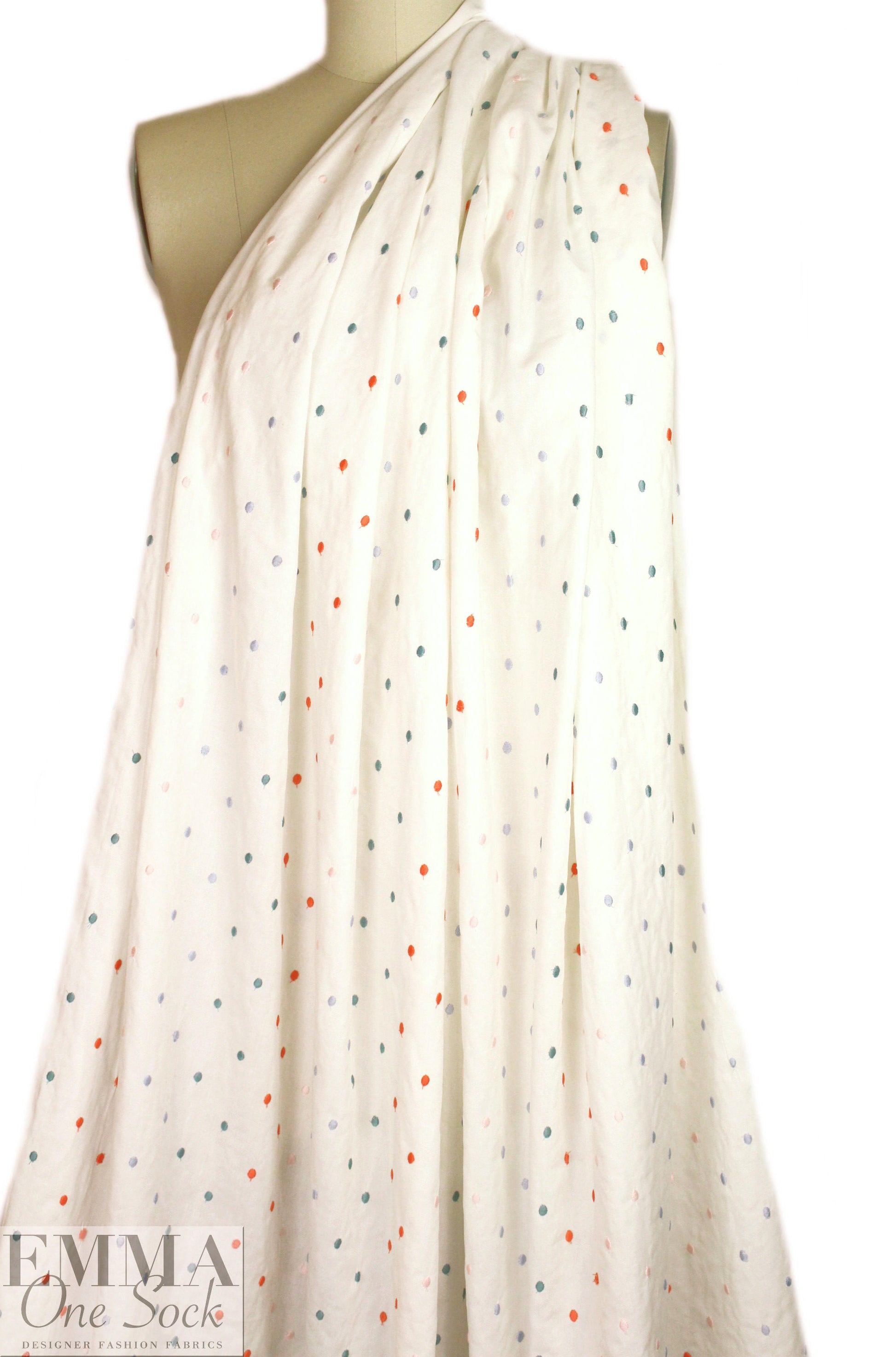 embroidered cotton/rayon woven, ombre dot 2 yds