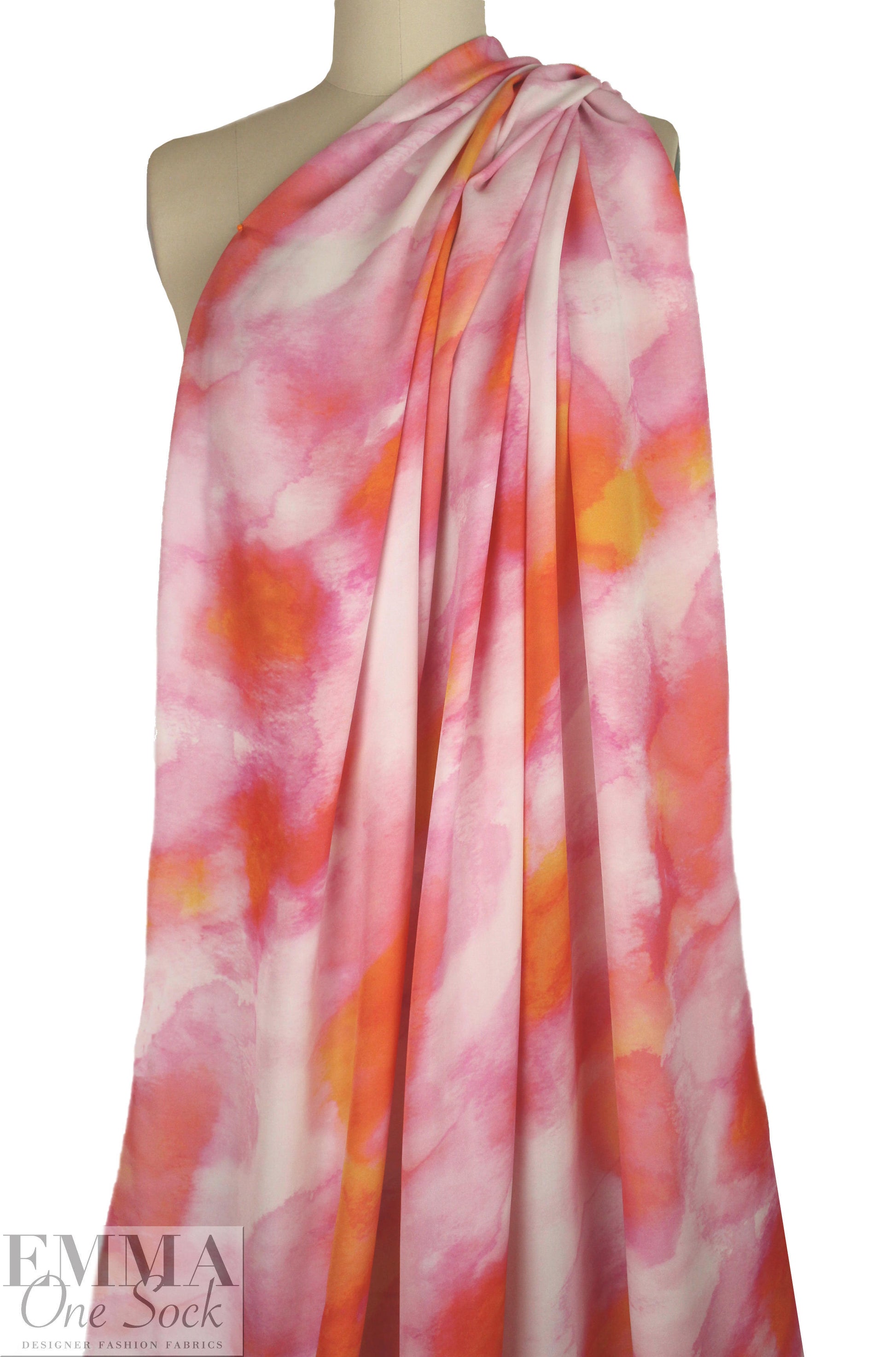 NY designer sunrise abstract silk crepe de chine 2 yd